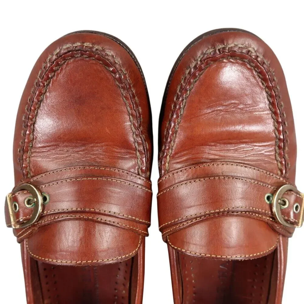 Cole Haan Shoes Mens 8.5 Loafers Leather Buckle Strap Moc Toe Handsewn Slip On